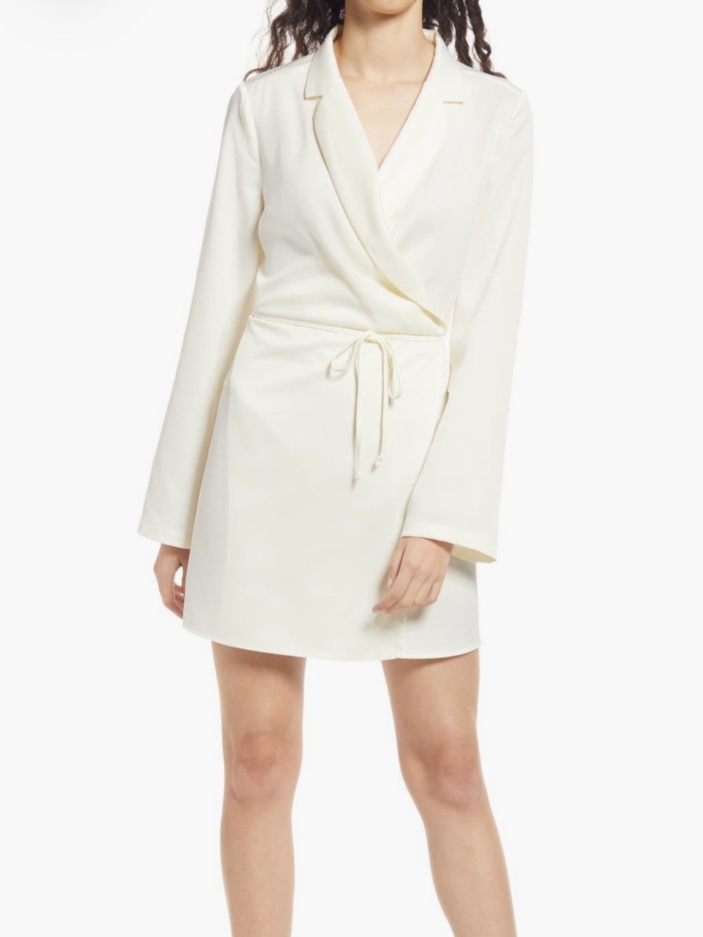 Women’s Cream Wrap Mini Skirt with Tie Waist